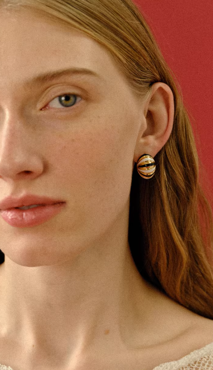 Golden Petal Resin Stud Earrings