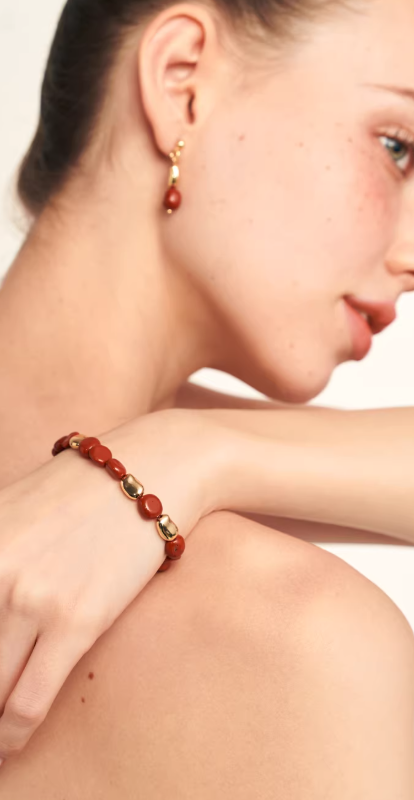 Scarlet Ember Gold Accent Bracelet