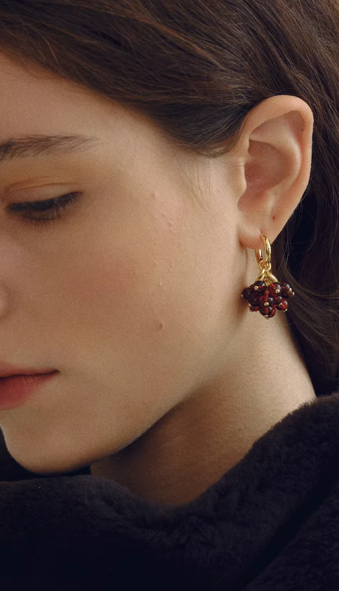 Pomegranate Nectar Amber Drop Earrings