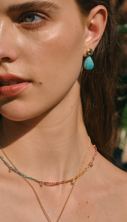 Mint Lagoon Gemstone Drop Earrings