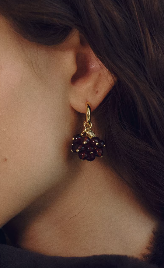 Pomegranate Nectar Amber Drop Earrings