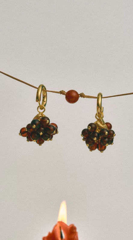 Pomegranate Nectar Amber Drop Earrings