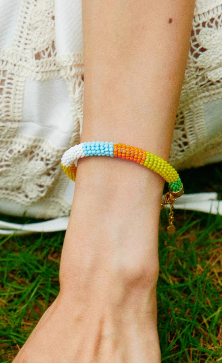 Rainbow Loom Glass Bead Bracelet