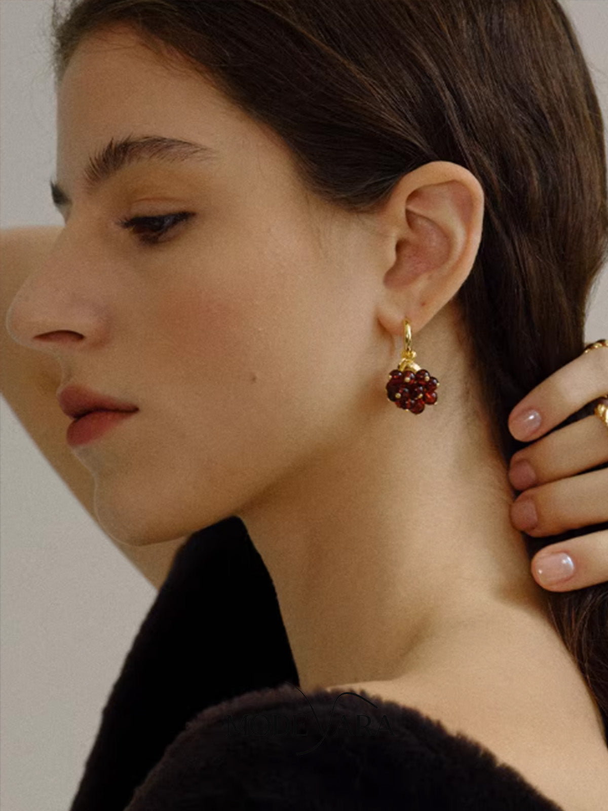 Pomegranate Nectar Amber Drop Earrings